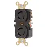 Image of HBL7580 Locking Devices, Twist-Lock®, Industrial, Duplex Receptacle, 10A 250/15A 125V, 2-Pole 3-Wire Grounding, Non-NEMA, Screw Terminal, Black