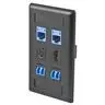 Image of IFP16BK Phone/Data/Multimedia Face Plate, Face Plate, Rear-Loading, 6-Port, Single-Gang, Black