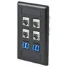 Image of IFP16BK Phone/Data/Multimedia Face Plate, Face Plate, Rear-Loading, 6-Port, Single-Gang, Black