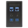 Image of IFP16BK Phone/Data/Multimedia Face Plate, Face Plate, Rear-Loading, 6-Port, Single-Gang, Black