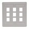 Image of IFP29OW Single-Gang Keystone Wallplate, 9-Port, Light Almond/Office White