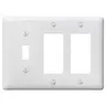 Image of NP1262W Wallplates and Box Covers, Wallplate, Nylon, 3-Gang, 1) Toggle 2) Decorator, White