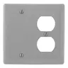 Image of NP138GY Wallplates and Box Covers, Wallplate, Nylon, 2-Gang, 1) Duplex 1) Blank, Gray