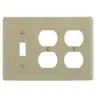 Image of NP182I Wallplates and Box Covers, Wallplate, Nylon, 3-Gang, 1) Toggle 2) Duplex, Ivory