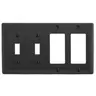 Image of NP2262BK Wallplates, Nylon, 4-Gang, 2) Toggle, 2) Decorator, Black