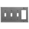 Image of NP326GY Wallplates, Nylon, 4-Gang, 3) Toggle, 1) Decorator, Gray