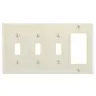 Image of NP326LA Wallplates and Box Covers, Wallplate, Nylon, 4-Gang, 3) Toggle 1) Decorator, Light Almond