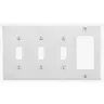 Image of NP326W Wallplates and Box Covers, Wallplate, Nylon, 4-Gang, 3) Toggle 1) Decorator, White