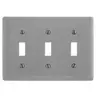 Image of NP3GY Wallplates and Box Covers, Wallplate, Nylon, 3-Gang, 3) Toggle, Gray