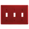 Image of NPJ3R Wallplates and Box Covers, Wallplate, Nylon, Mid-Sized, 3-Gang, 3) Toggle, Red