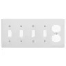 Image of NP48W Wallplates and Box Covers, Wallplate, Nylon, 5-Gang, 4) Toggle 1) Duplex, Gray