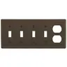 Image of NP48 Wallplates, Nylon, 5-Gang, 4) Toggle, 1) Duplex, Brown