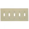 Image of NP5I Wallplates and Box Covers, Wallplate, Nylon, 5-Gang, 5) Toggle, Ivory