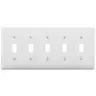 Image of NP5W Wallplates and Box Covers, Wallplate, Nylon, 5-Gang, 5) Toggle, White