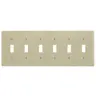 Image of NP6I Wallplates and Box Covers, Wallplate, Nylon, 6-Gang, 6) Toggle, Ivory