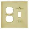 Image of NPJ18I Wallplates and Box Covers, Wallplate, Nylon, Mid-Sized, 2-Gang, 1) Duplex 1) Toggle, Ivory