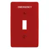 Image of NPJ1RME Wallplates and Box Covers, Wallplate, Nylon, Mid-Sized, 1-Gang, 1) Toggle, Marked "Emergency", Red