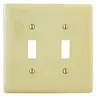 Image of NPJ2I Wallplates and Box Covers, Wallplate, Nylon, Mid-Sized, 2-Gang, 2) Toggle, Ivory