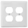 Image of NPJ82W Wallplates and Box Covers, Wallplate, Nylon, Mid-Sized, 2-Gang, 2) Duplex, White