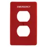 Image of NPJ8RMEV Wallplates and Box Covers, Wallplate, Nylon, Mid-Sized, 1-Gang, 1) Duplex, Marked "Emergency", Red