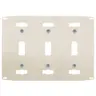 Image of NPS3LA Wallplates and Box Covers, Wallplates, Thermoplastic, 3-Gang, 3) Toggle Openings, Light Almond