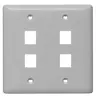 Image of NSP24GY Plate, Wall, Label-Less, 2-Gang, 4- Port, Gray