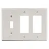 Image of P1262LA Wallplate, 3- Gang, 1) Toggle 2) Decorator, Light Almond