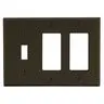 Image of P1262 Wallplate, 3- Gang, 1) Toggle 2) Decorator, Brown