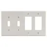 Image of P2262LA Wallplate, 4-Gang, 2) Toggle 2) Decorator, Light Almond