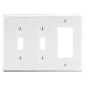 Image of P226W Wallplate, 3-Gang, 2) Toggle 1) Decorator, White