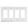 Image of P264W Wallplate, 4-Gang, 4) Decorator, White