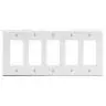 Image of P265W Wallplate, 5-Gang, 5) Decorator, White