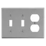 Image of P28GY Wallplate, 3-Gang, 2) Toggle 1) Duplex, Gray