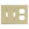 Image of P28I Wallplate, 3-Gang, 2) Toggle 1) Duplex, Ivory