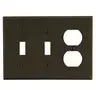 Image of PJ28 Wallplate, Mid-Size 3-Gang, 2) Toggle 1) Duplex, Brown