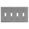 Image of PJ4GY Wallplate, Mid-Size 4-Gang, 4) Toggle, Gray