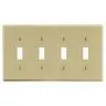 Image of P4I Wallplate, 4-Gang, 4) Toggle, Ivory