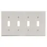 Image of P4LA Wallplate, 4-Gang, 4) Toggle, Light Almond