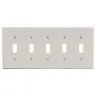 Image of P5LA Wallplate, 5-Gang, 5) Toggle, Light Almond