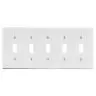 Image of P5W Wallplate, 5-Gang, 5) Toggle, White