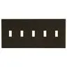 Image of P5 Wallplate, 5-Gang, 5) Toggle, Brown