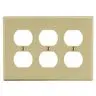 Image of P83I Wallplate, 3-Gang, 3) Duplex, Ivory