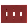 Image of PJ3R Wallplate, Mid-Size 3-Gang, 3) Toggle, Red