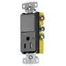 Image of RCD108BKTR Combination Devices, Residential Grade, Decorator Series, 1) Single Pole Rocker, 1) Tamper Resistant Single Receptacle, 15A 120V AC, Side Wired