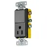 Image of RCD108BK Combination Devices, Residential Grade, Decorator Series, 1) Single Pole Rocker, 1) Single Receptacle, 15A 120V AC, Side Wired