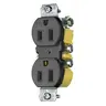 Image of RR15KBKTR TradeSelect, Straight Blade, Duplex Receptacle, Tamper Resistant, Cut Ears, 15A 125V, 2-Pole 3-Wire Grounding, 5-15R, Black