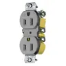 Image of RR15KGYTR TradeSelect, Straight Blade, Duplex Receptacle, Tamper Resistant, Cut Ears, 15A 125V, 2-Pole 3-Wire Grounding, 5-15R, Gray