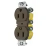 Image of RR15KTR TradeSelect, Straight Blade, Duplex Receptacle, Tamper Resistant, Cut Ears, 15A 125V, 2-Pole 3-Wire Grounding, 5-15R, Brown