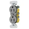 Image of RR15QGYTR TradeSelect, Straight Blade, Duplex Receptacle, Tamper Resistant, Quick Plate, 15A 125V, 2-Pole 3-Wire Grounding, 5-15R, Gray