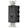 Straight Blade Devices, Receptacles, Style Line Decorator Duplex, SNAPConnect, Controlled, 15A 125V, Tamper Resistant, 2-Pole 3-Wire Grounding, Nylon, Black